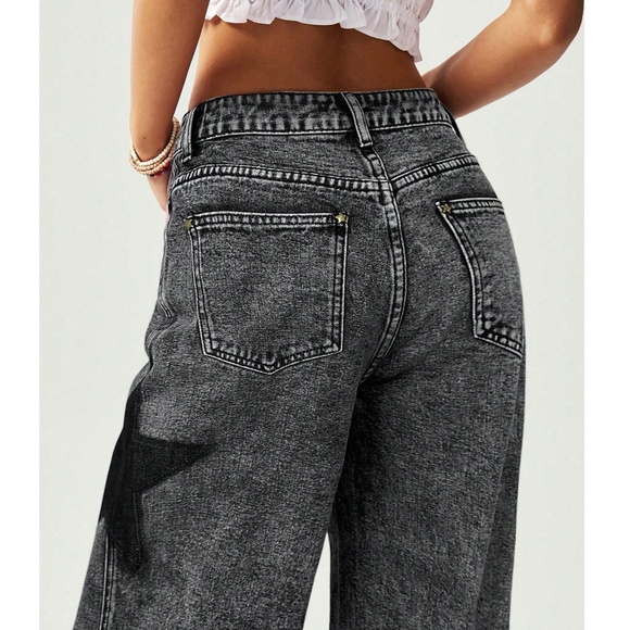 Western Star Print Patch Straight Leg Denim Jean Pants - Picture 4 of 8